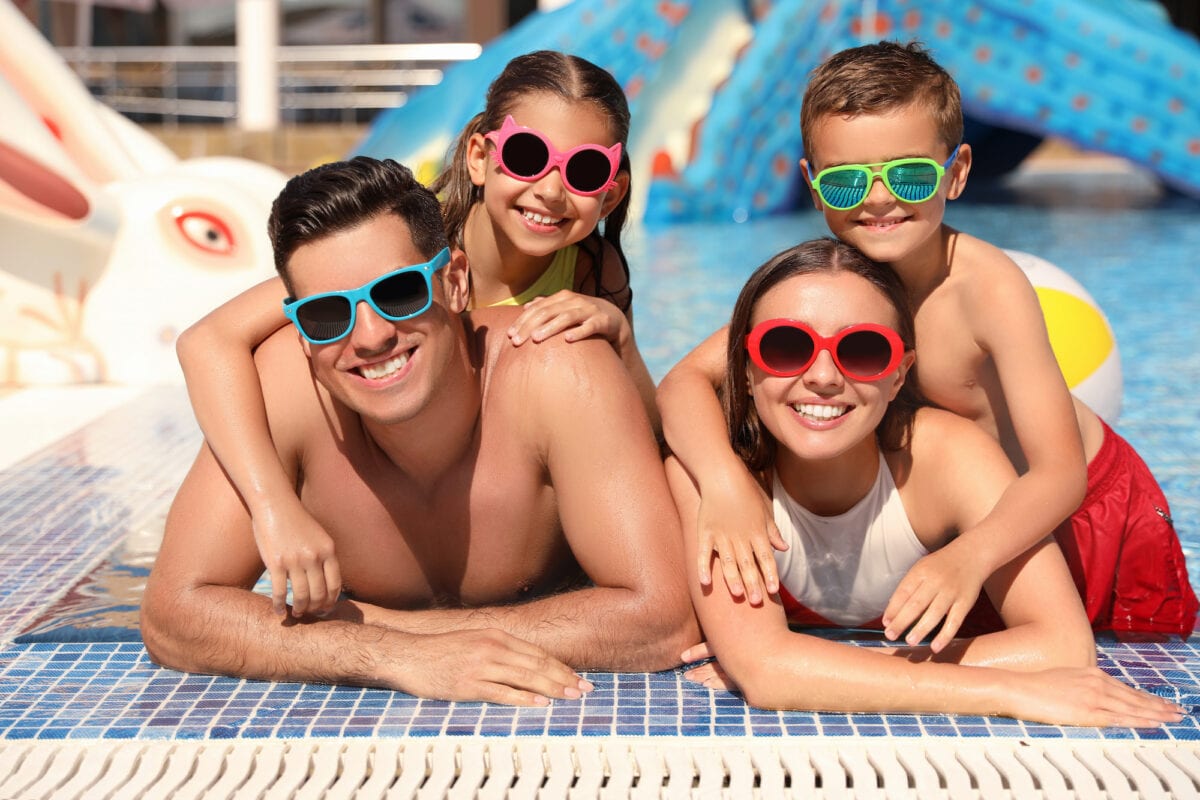 Family at the pool