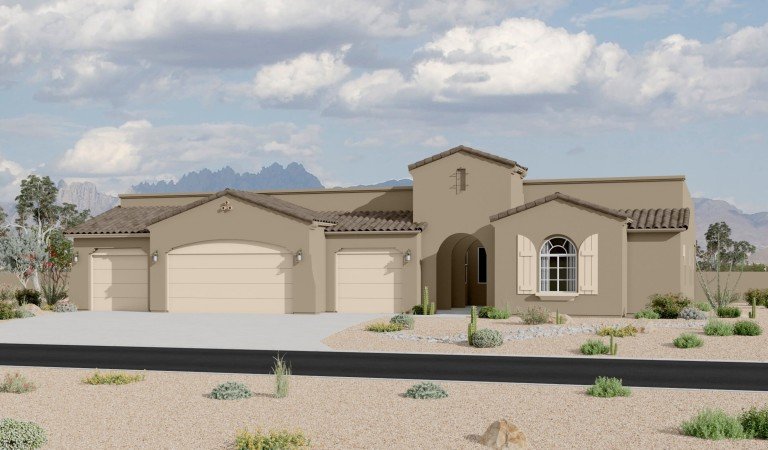 Red Hawk Estates 3010 Spanish Elevation 4 Car Garage